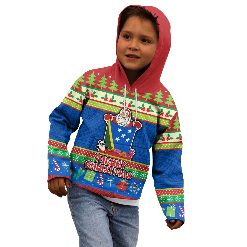 Personalised Solomon Islands Christmas Kid Hoodie Santa With Flag Of Solomon Polynesian Tribal Xmas Vibe LT03 - Polynesian Pride