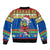 Personalised Solomon Islands Christmas Sleeve Zip Bomber Jacket Santa With Flag Of Solomon Polynesian Tribal Xmas Vibe LT03 - Polynesian Pride