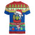 Personalised Solomon Islands Christmas Women V Neck T Shirt Santa With Flag Of Solomon Polynesian Tribal Xmas Vibe LT03 - Polynesian Pride