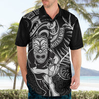 New Zealand Rugby Hawaiian Shirt Maori Warrior Rugby with Silver Fern Sleeve Tribal Ethnic Style LT03 - Polynesian Pride