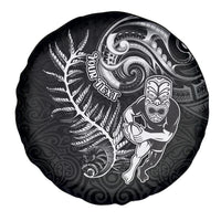 Personalised New Zealand Rugby Spare Tire Cover Maori Warrior Rugby with Silver Fern Sleeve Tribal Ethnic Style LT03 - Polynesian Pride