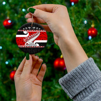 Personalized New Zealand Christmas Ceramic Ornament Santa Haka Fern and Kiwi Bird Tino Rangatiratanga Maori Flag Style LT03 - Polynesian Pride