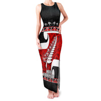 Personalized New Zealand Christmas Family Matching Tank Maxi Dress and Hawaiian Shirt Santa Haka Fern and Kiwi Bird Tino Rangatiratanga Maori Flag Style LT03 Mom's Dress Black - Polynesian Pride