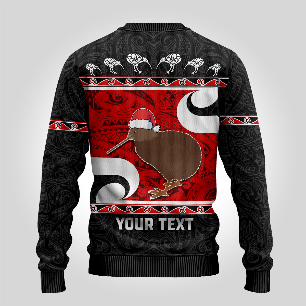 Personalized New Zealand Christmas Ugly Christmas Sweater Santa Haka Fern and Kiwi Bird Tino Rangatiratanga Maori Flag Style LT03 - Polynesian Pride
