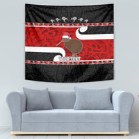 Personalized New Zealand Christmas Tapestry Santa Haka Fern and Kiwi Bird Tino Rangatiratanga Maori Flag Style LT03 - Polynesian Pride
