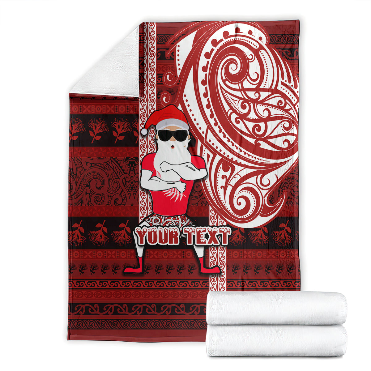 Personalized New Zealand Christmas Blanket Santa Claus and Kiwi Bird Maori Tattoo Koru Pattern LT03 - Polynesian Pride