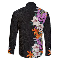 Hawaii Tropical Leaves and Flowers Family Matching Long Sleeve Bodycon Dress and Hawaiian Shirt Tribal Polynesian Pattern LT03 - Polynesian Pride