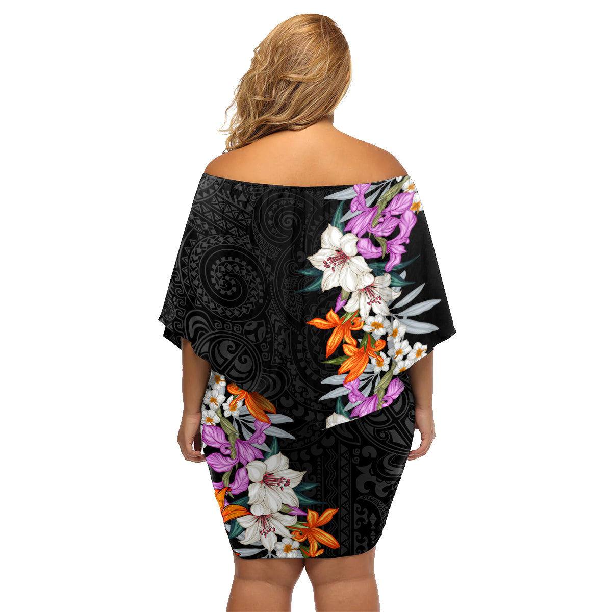 Hawaii Tropical Leaves and Flowers Family Matching Off Shoulder Short Dress and Hawaiian Shirt Tribal Polynesian Pattern LT03 - Polynesian Pride