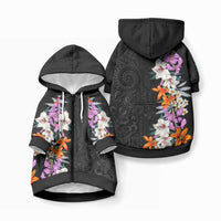 Hawaii Tropical Leaves and Flowers Pet Hoodie LT03 Zip-up Black - Polynesian Pride