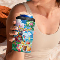 Hawaii Cocktails 4 in 1 Can Cooler Tumbler Parrot with Cute Beach Landscape and Tropical Plants