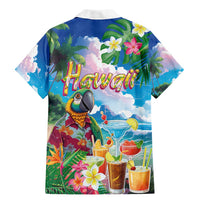 Hawaii Cocktails Family Matching Mermaid Dress and Hawaiian Shirt Parrot with Cute Beach Landscape and Tropical Plants LT03 - Polynesian Pride