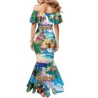Hawaii Cocktails Family Matching Mermaid Dress and Hawaiian Shirt Parrot with Cute Beach Landscape and Tropical Plants LT03 - Polynesian Pride