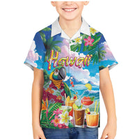 Hawaii Cocktails Family Matching Mermaid Dress and Hawaiian Shirt Parrot with Cute Beach Landscape and Tropical Plants LT03 Son's Shirt Pastel - Polynesian Pride