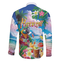 Hawaii Cocktails Family Matching Summer Maxi Dress and Hawaiian Shirt Parrot with Cute Beach Landscape and Tropical Plants LT03 - Polynesian Pride
