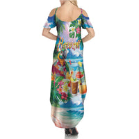 Hawaii Cocktails Family Matching Summer Maxi Dress and Hawaiian Shirt Parrot with Cute Beach Landscape and Tropical Plants LT03 - Polynesian Pride