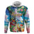 Hawaii Cocktails Hoodie Parrot with Cute Beach Landscape and Tropical Plants