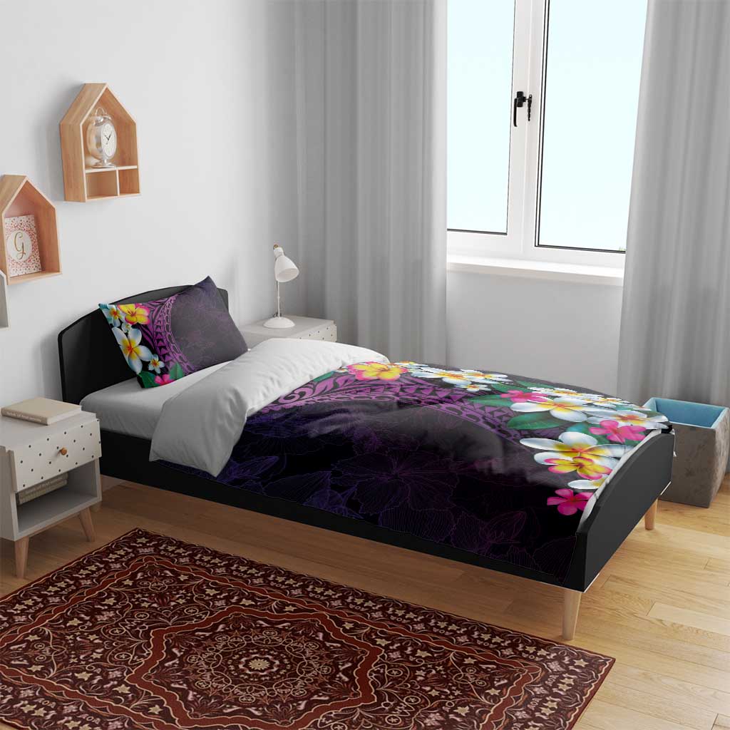 Hawaiian Plumeria-Polynesian Art Tattoo Mauve Color Bedding Set LT03 - Polynesian Pride