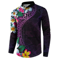 Hawaiian Plumeria-Polynesian Art Tattoo Mauve Color Button Sweatshirt