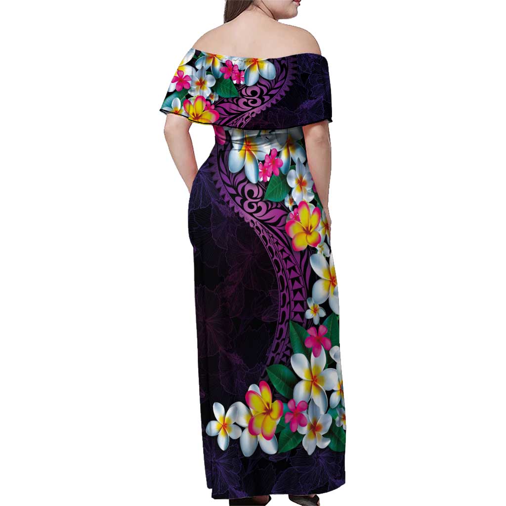 Hawaiian Plumeria-Polynesian Art Tattoo Mauve Color Family Matching Off Shoulder Maxi Dress and Hawaiian Shirt LT03 - Polynesian Pride
