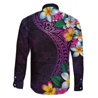 Hawaiian Plumeria-Polynesian Art Tattoo Mauve Color Family Matching Summer Maxi Dress and Hawaiian Shirt LT03 - Polynesian Pride