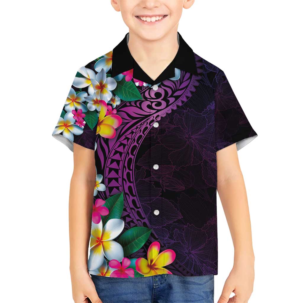 Hawaiian Plumeria-Polynesian Art Tattoo Mauve Color Family Matching Summer Maxi Dress and Hawaiian Shirt LT03 Son's Shirt Purple - Polynesian Pride