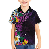 Hawaiian Plumeria-Polynesian Art Tattoo Mauve Color Family Matching Summer Maxi Dress and Hawaiian Shirt LT03 Son's Shirt Purple - Polynesian Pride