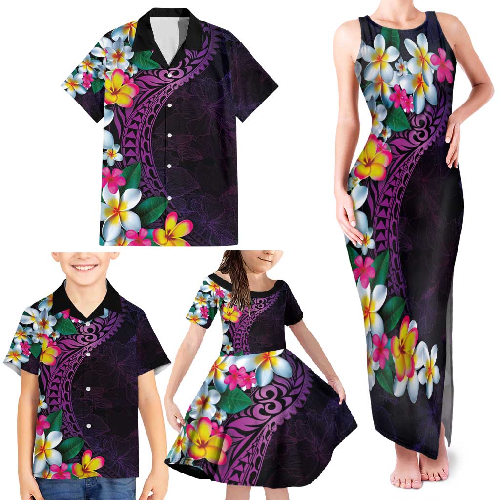 Hawaiian Plumeria-Polynesian Art Tattoo Mauve Color Family Matching Tank Maxi Dress and Hawaiian Shirt LT03 - Polynesian Pride