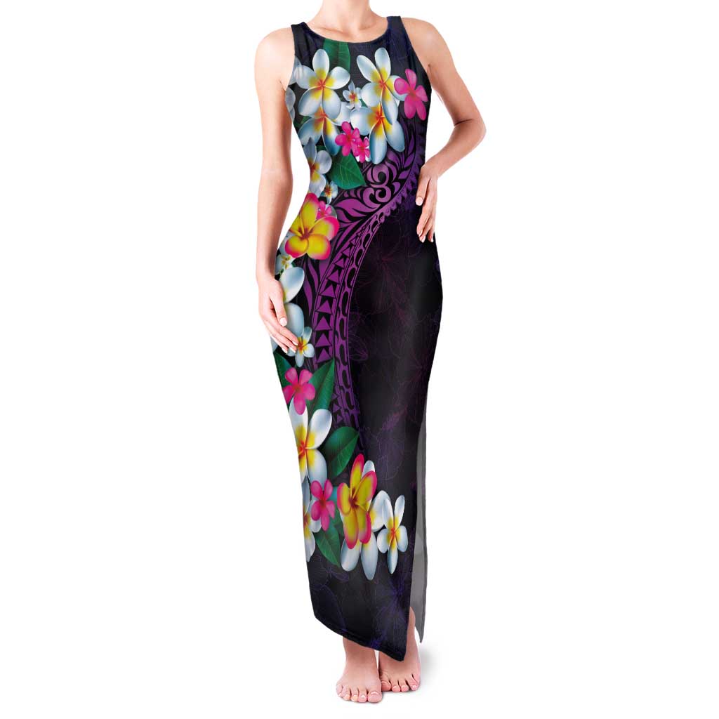 Hawaiian Plumeria-Polynesian Art Tattoo Mauve Color Family Matching Tank Maxi Dress and Hawaiian Shirt LT03 Mom's Dress Purple - Polynesian Pride