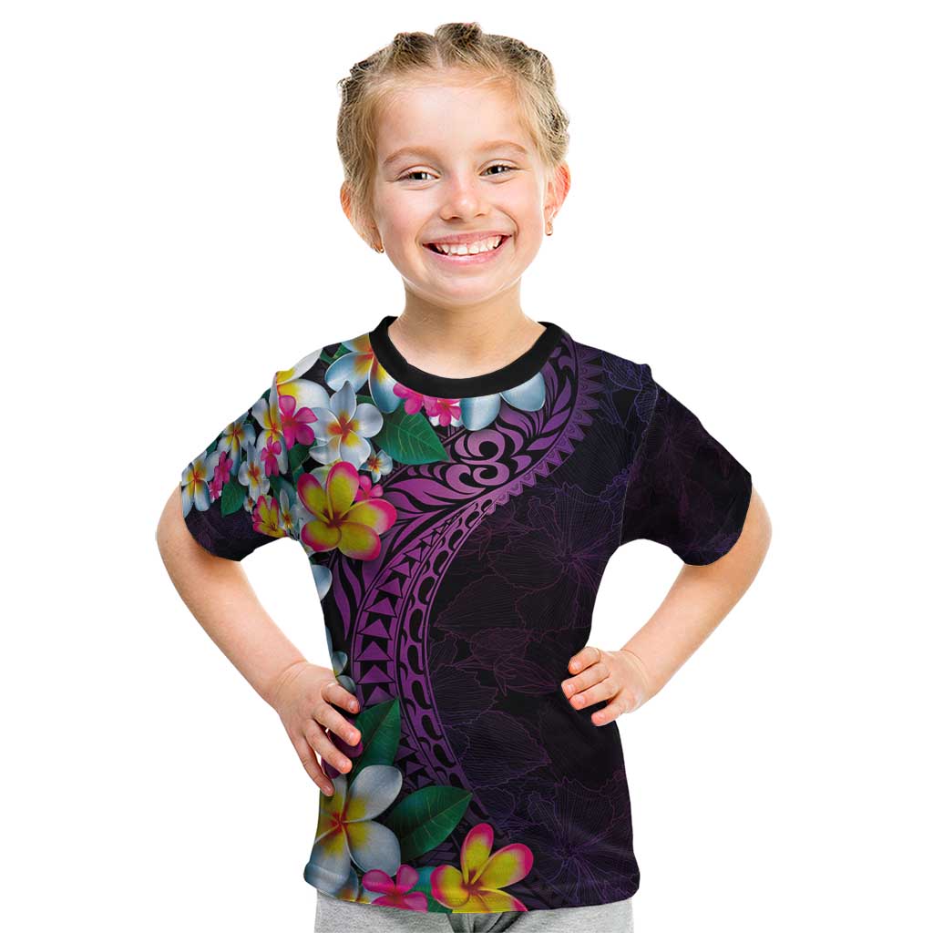 Hawaiian Plumeria-Polynesian Art Tattoo Mauve Color Kid T Shirt