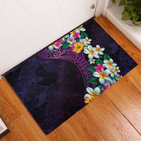 Hawaiian Plumeria-Polynesian Art Tattoo Mauve Color Rubber Doormat