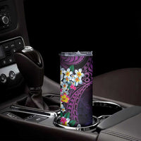 Hawaiian Plumeria-Polynesian Art Tattoo Mauve Color Skinny Tumbler