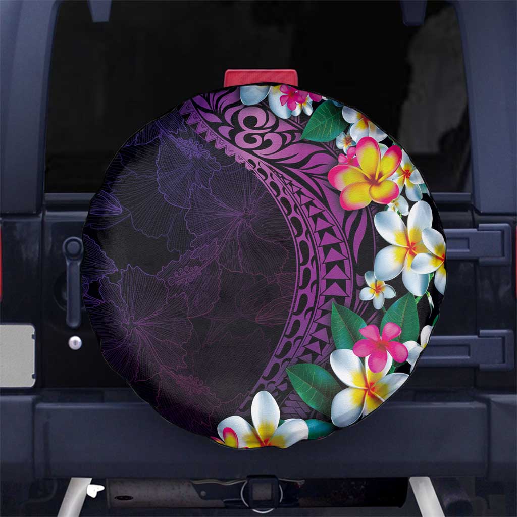 Hawaiian Plumeria-Polynesian Art Tattoo Mauve Color Spare Tire Cover LT03 No hole Purple - Polynesian Pride