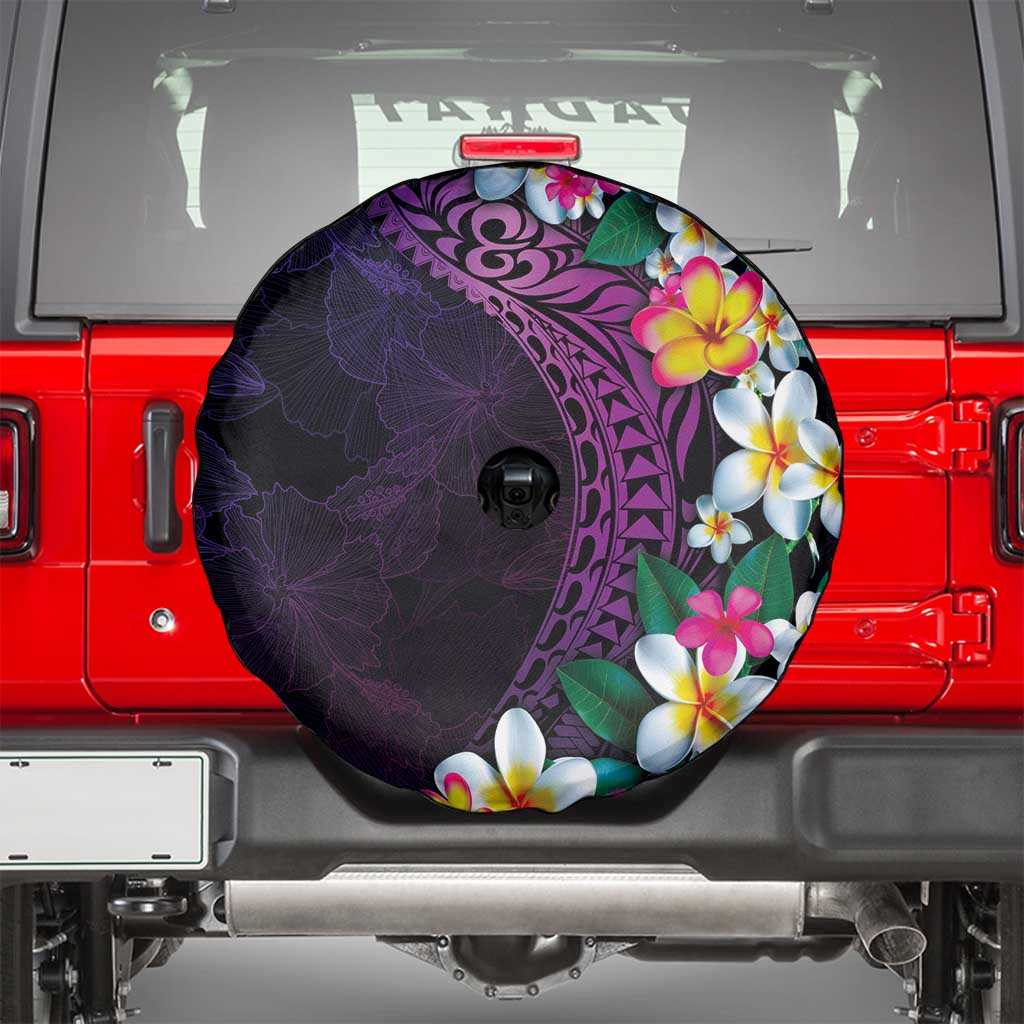Hawaiian Plumeria-Polynesian Art Tattoo Mauve Color Spare Tire Cover LT03 - Polynesian Pride