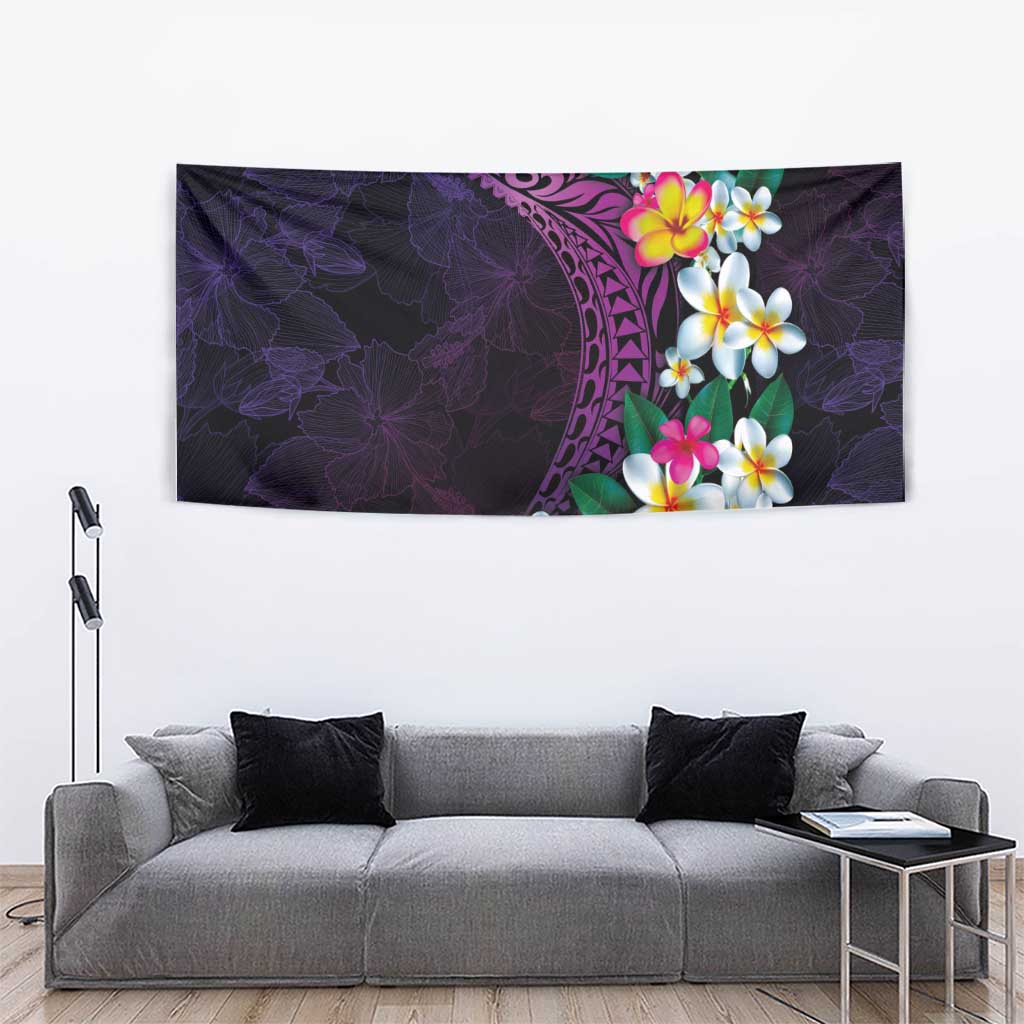 Hawaiian Plumeria-Polynesian Art Tattoo Mauve Color Tapestry LT03 - Polynesian Pride