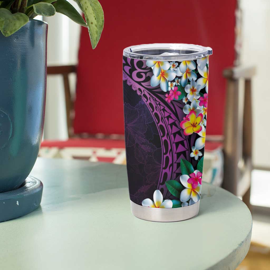 Hawaiian Plumeria-Polynesian Art Tattoo Mauve Color Tumbler Cup