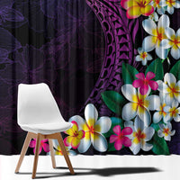 Hawaiian Plumeria-Polynesian Art Tattoo Mauve Color Window Curtain