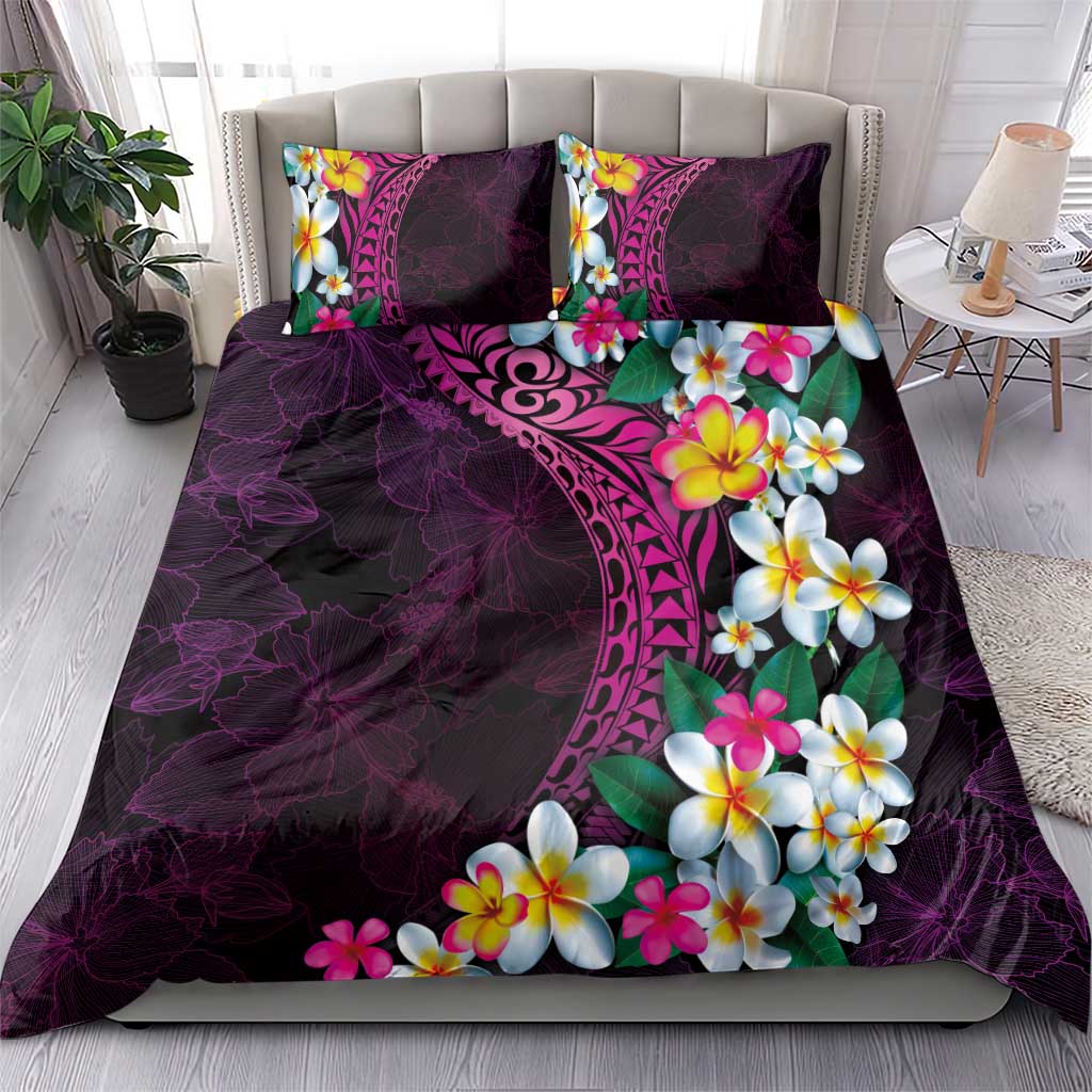 Hawaiian Plumeria-Polynesian Art Tattoo Plum Pink Color Bedding Set LT03 - Polynesian Pride