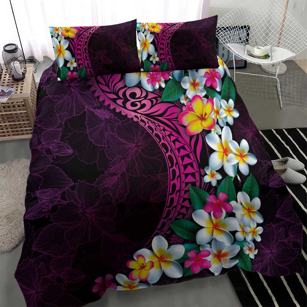 Hawaiian Plumeria-Polynesian Art Tattoo Plum Pink Color Bedding Set LT03 - Polynesian Pride