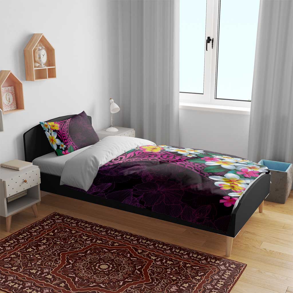 Hawaiian Plumeria-Polynesian Art Tattoo Plum Pink Color Bedding Set LT03 - Polynesian Pride