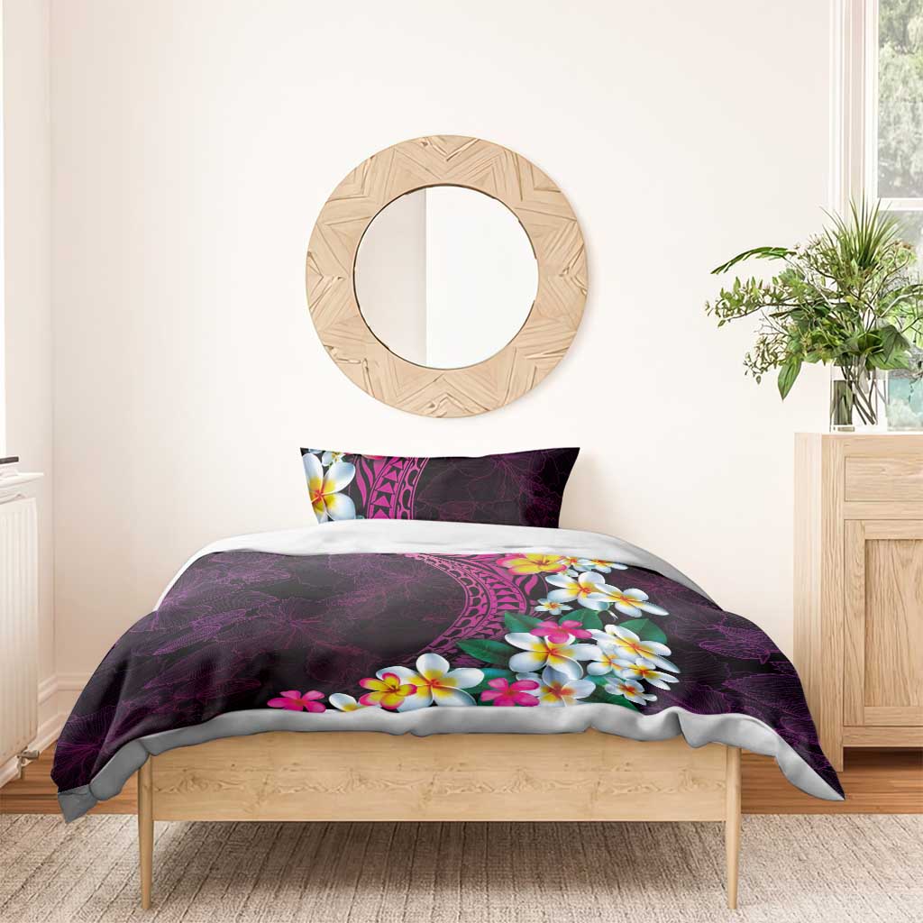 Hawaiian Plumeria-Polynesian Art Tattoo Plum Pink Color Bedding Set LT03 - Polynesian Pride