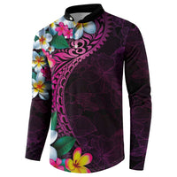 Hawaiian Plumeria-Polynesian Art Tattoo Plum Pink Color Button Sweatshirt