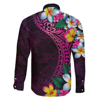 Hawaiian Plumeria-Polynesian Art Tattoo Plum Pink Color Family Matching Off Shoulder Short Dress and Hawaiian Shirt LT03 - Polynesian Pride