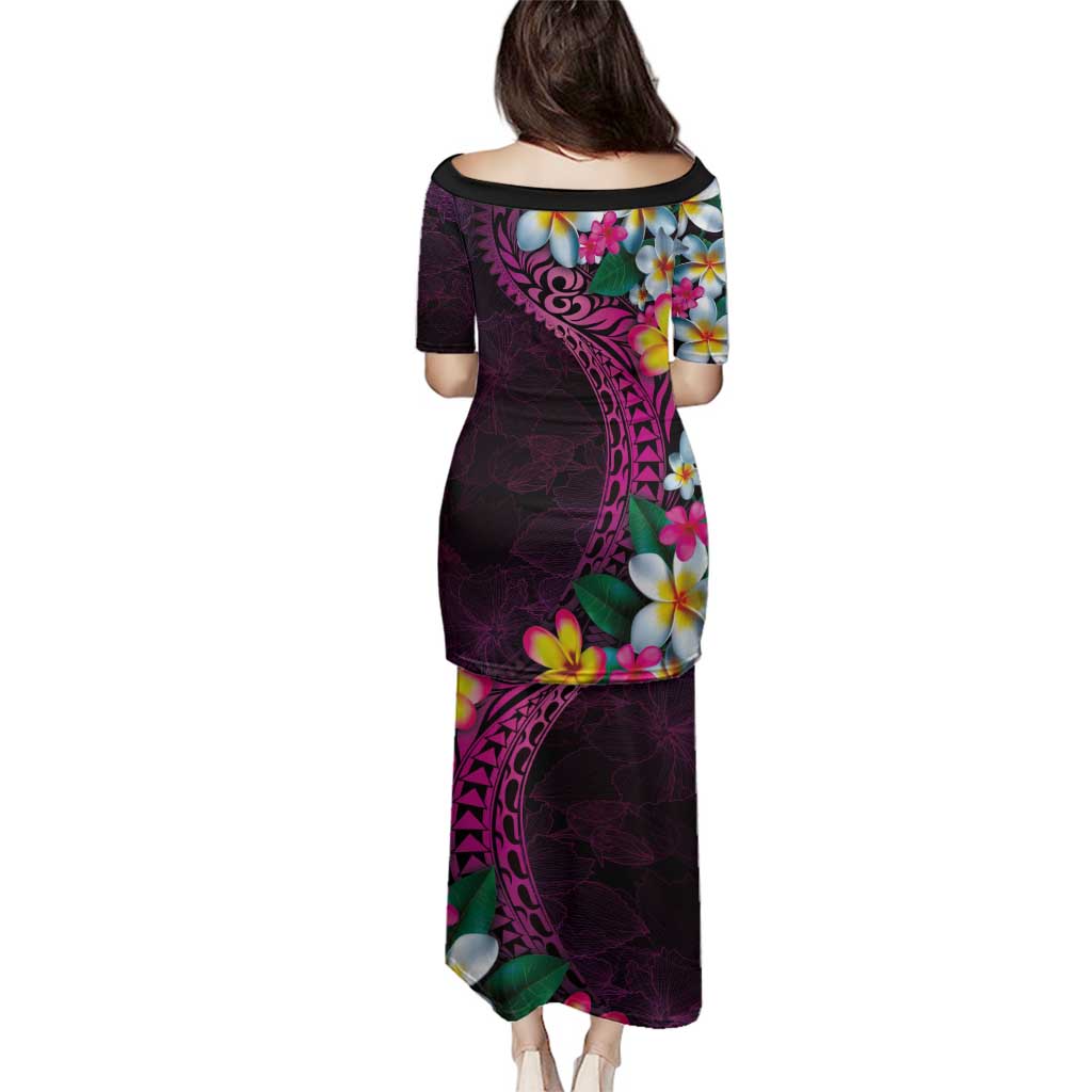 Hawaiian Plumeria-Polynesian Art Tattoo Plum Pink Color Family Matching Puletasi and Hawaiian Shirt LT03 - Polynesian Pride