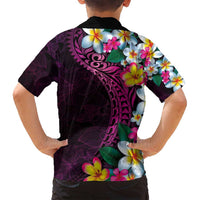 Hawaiian Plumeria-Polynesian Art Tattoo Plum Pink Color Family Matching Summer Maxi Dress and Hawaiian Shirt LT03 - Polynesian Pride