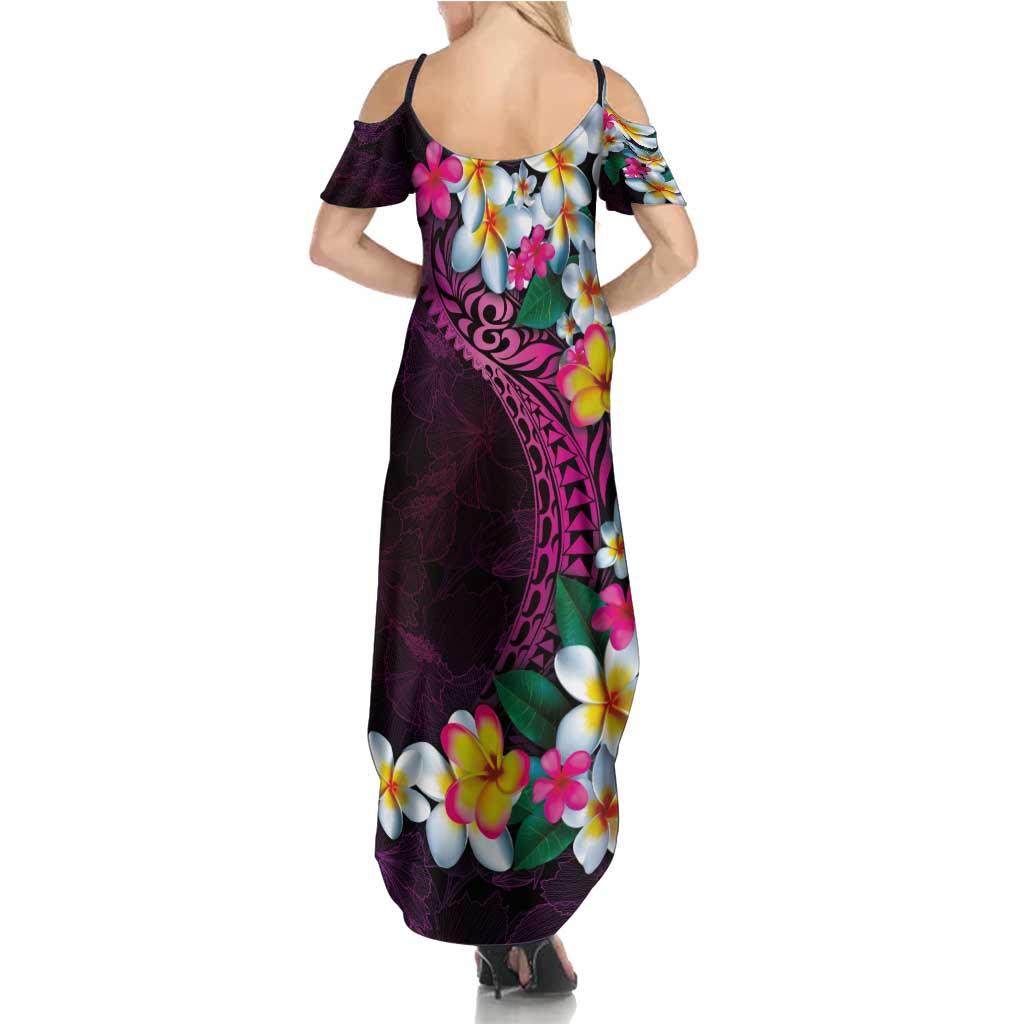 Hawaiian Plumeria-Polynesian Art Tattoo Plum Pink Color Family Matching Summer Maxi Dress and Hawaiian Shirt LT03 - Polynesian Pride