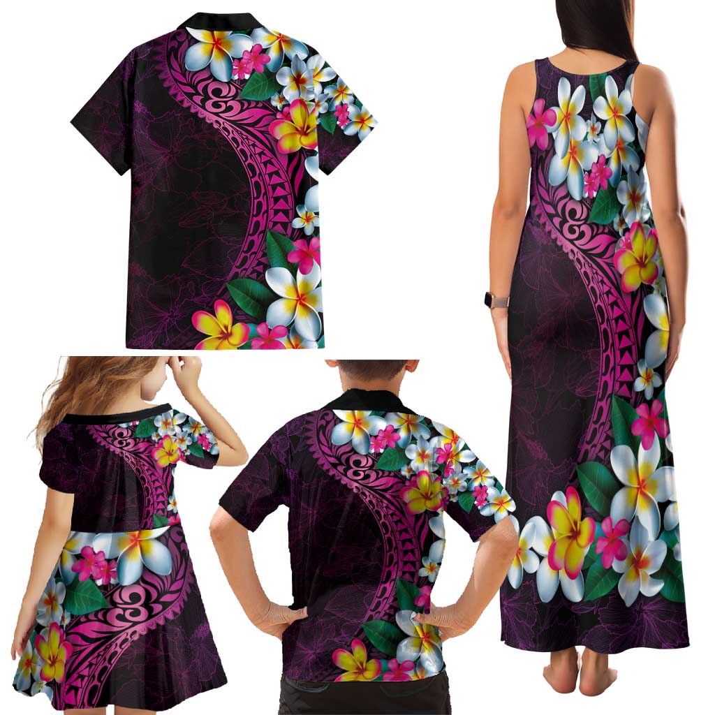 Hawaiian Plumeria-Polynesian Art Tattoo Plum Pink Color Family Matching Tank Maxi Dress and Hawaiian Shirt LT03 - Polynesian Pride