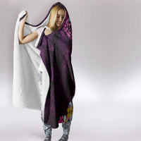 Hawaiian Plumeria-Polynesian Art Tattoo Plum Pink Color Hooded Blanket