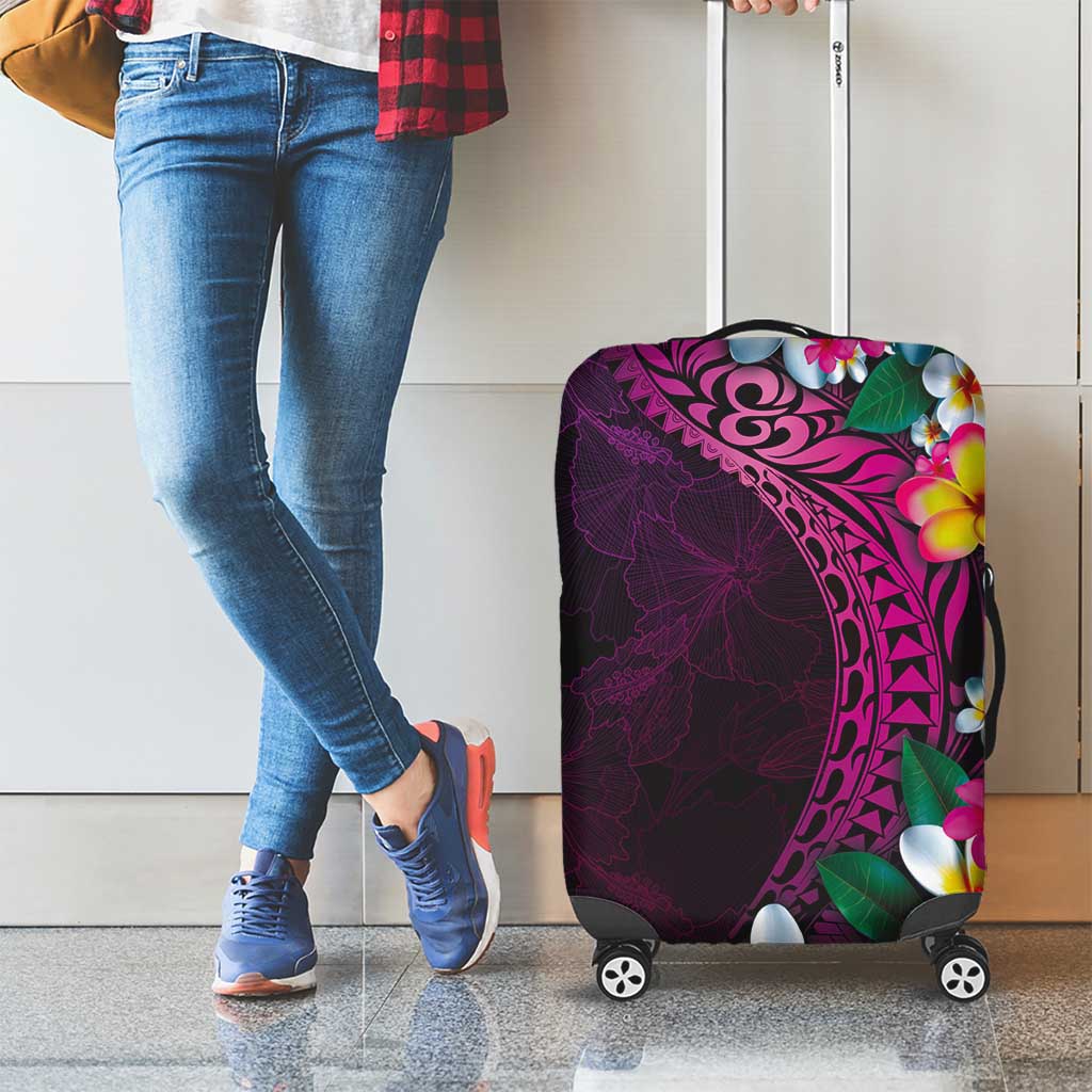 Hawaiian Plumeria-Polynesian Art Tattoo Plum Pink Color Luggage Cover