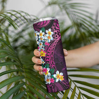 Hawaiian Plumeria-Polynesian Art Tattoo Plum Pink Color Skinny Tumbler LT03 - Polynesian Pride