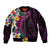 Hawaiian Plumeria-Polynesian Art Tattoo Plum Pink Color Sleeve Zip Bomber Jacket